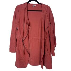 H&M Divided Womens 6 Brick Orange Lightweight Utility Jacket Drape 3/4 Sleeve